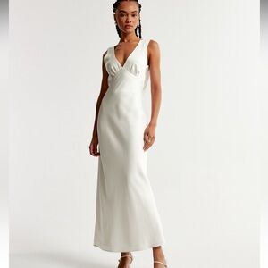 Abercrombie Plunge Cowl Back White Bridal Dress